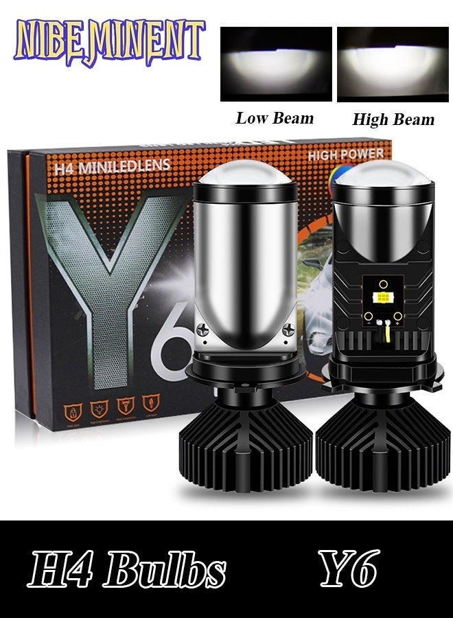 NIBEMINENT مصابيح أمامية LED H4 2 قطع مع عدسة بروجيكتور ميني وظيفة شعاع عالي-منخفض مع خط قطع واضح لحل مشكلة الاستجماتيزم 35 واط 4300 لومن مجموعة مصابيح أمامية لترقيات المصابيح (Y6، H4) - Image 1